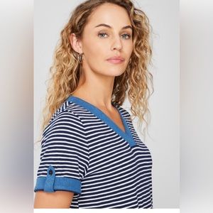 Chicos Nicholle Denim Trim Casual Dress